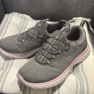 Gray and Pink Athletic Sneakers